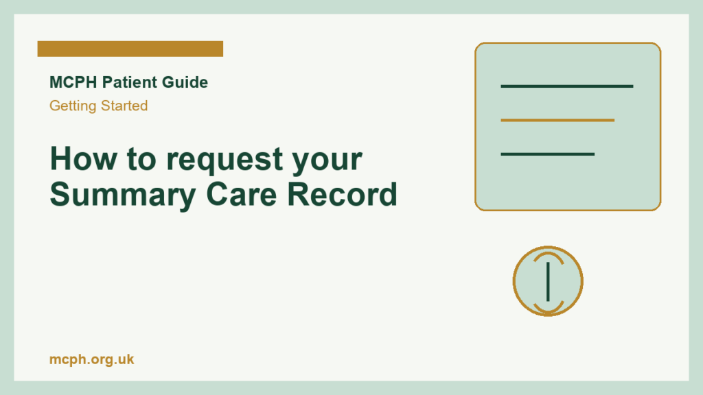 How to request your Summary Care Record — MCPH patient guide cover