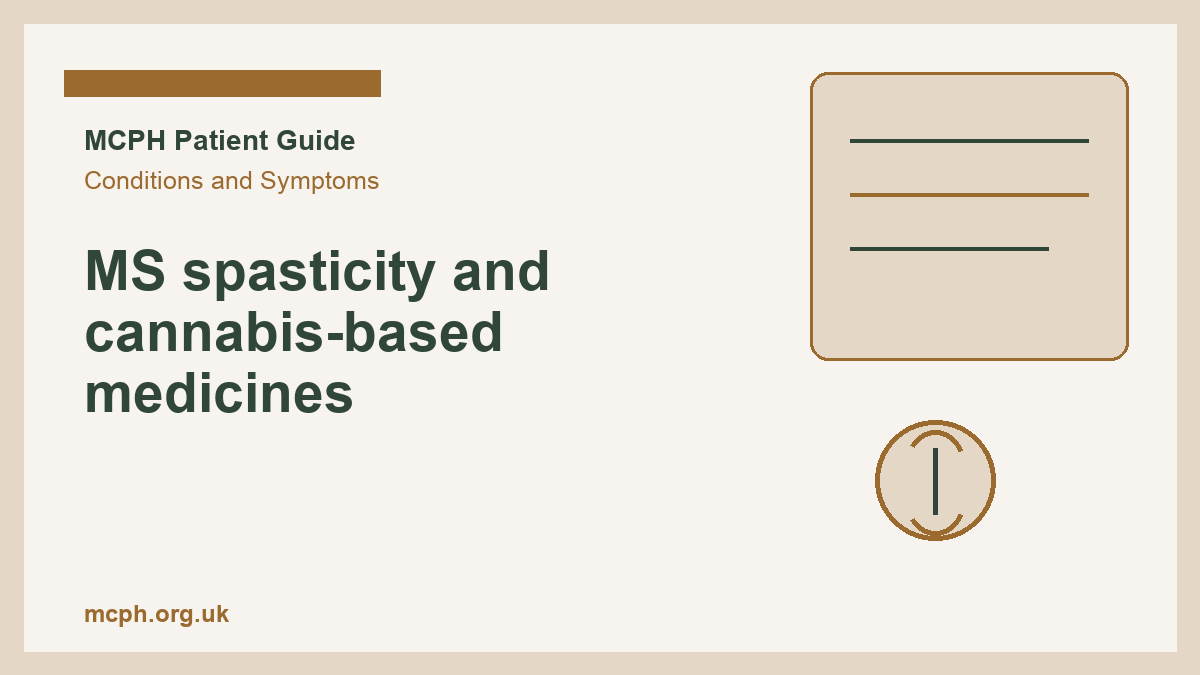 MS spasticity and cannabis-based medicines - MCPH patient guide cover