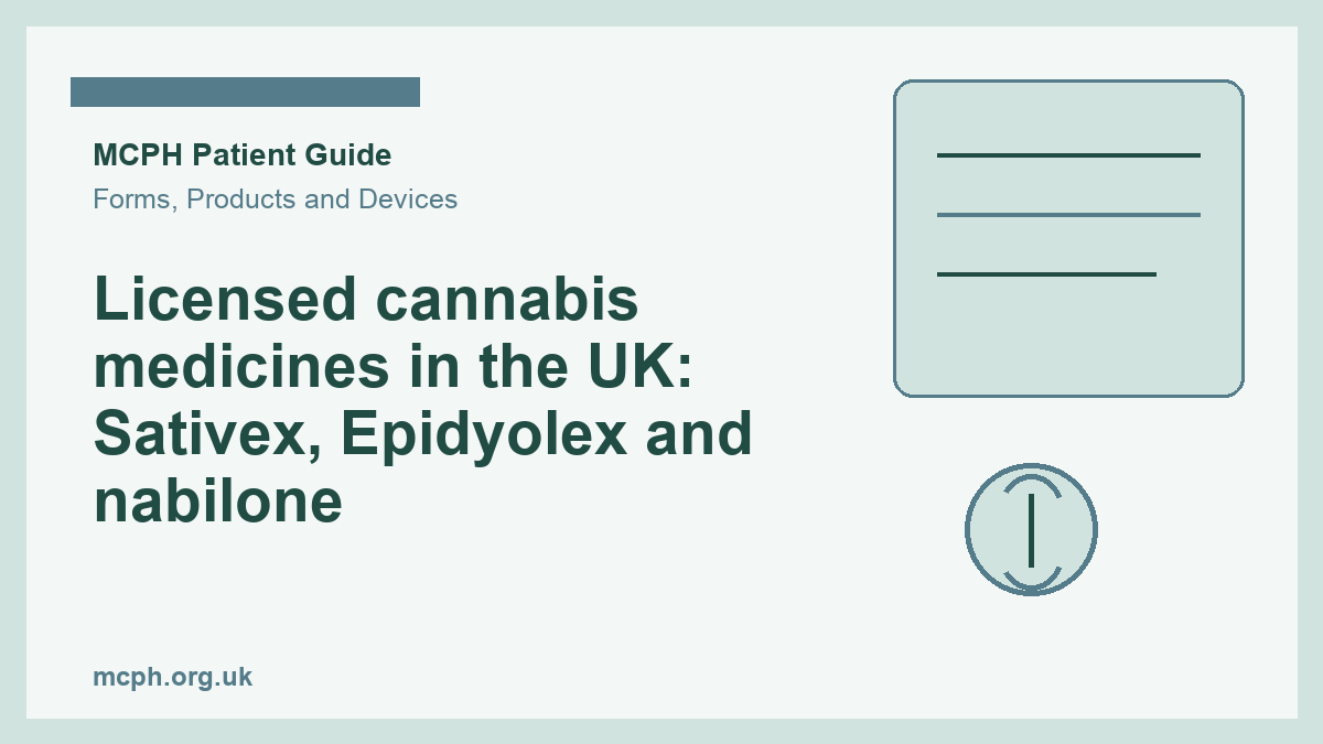 Licensed cannabis medicines in the UK: Sativex, Epidyolex and nabilone - MCPH patient guide cover
