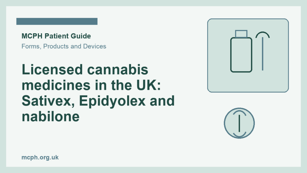 Licensed cannabis medicines in the UK: Sativex, Epidyolex and nabilone — MCPH patient guide cover