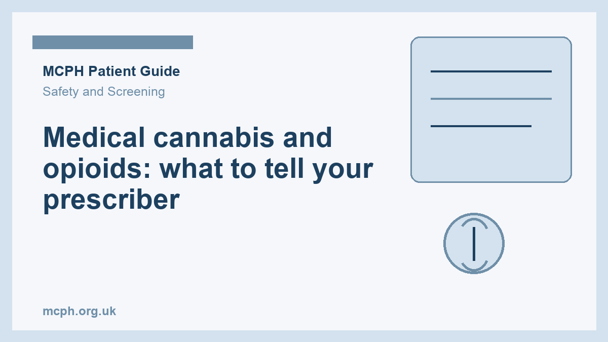Medical cannabis and opioids: what to tell your prescriber - MCPH patient guide cover