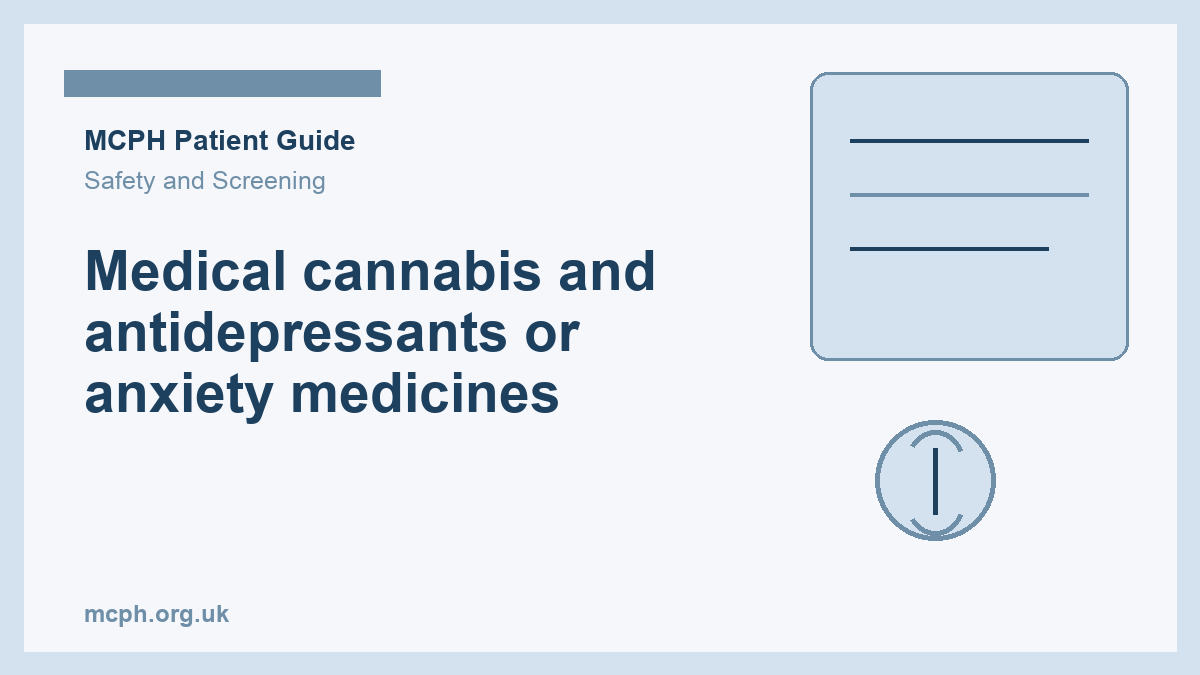 Medical cannabis and antidepressants or anxiety medicines - MCPH patient guide cover