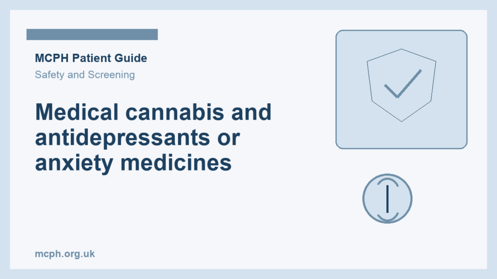 Medical cannabis and antidepressants or anxiety medicines — MCPH patient guide cover