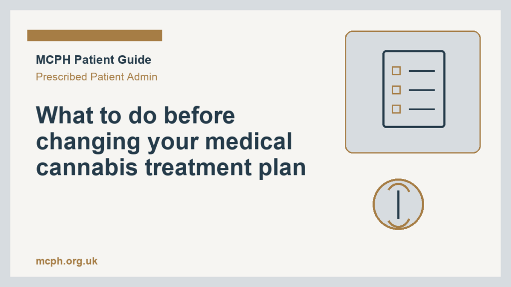 What to do before changing your medical cannabis treatment plan — MCPH patient guide cover
