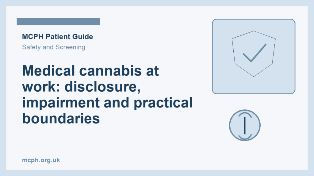 Medical cannabis at work: disclosure, impairment and practical boundaries — MCPH patient guide cover