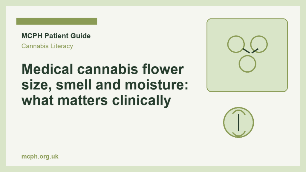 Medical cannabis flower size, smell and moisture: what matters clinically — MCPH patient guide cover