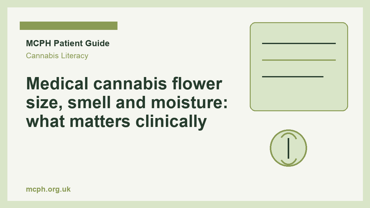 Medical cannabis flower size, smell and moisture: what matters clinically - MCPH patient guide cover
