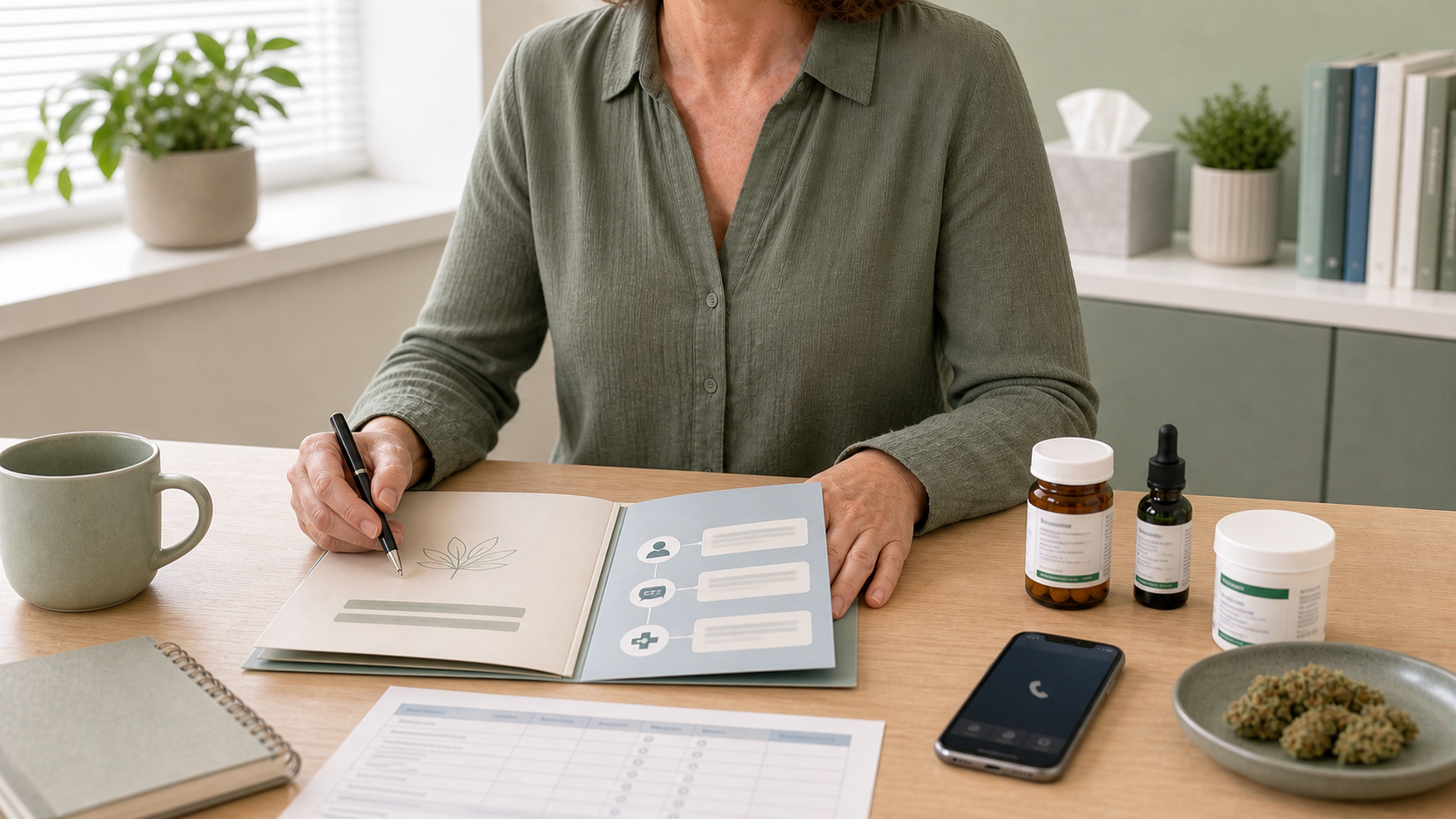 medical cannabis patient preparing to contact clinical support about worsening symptoms