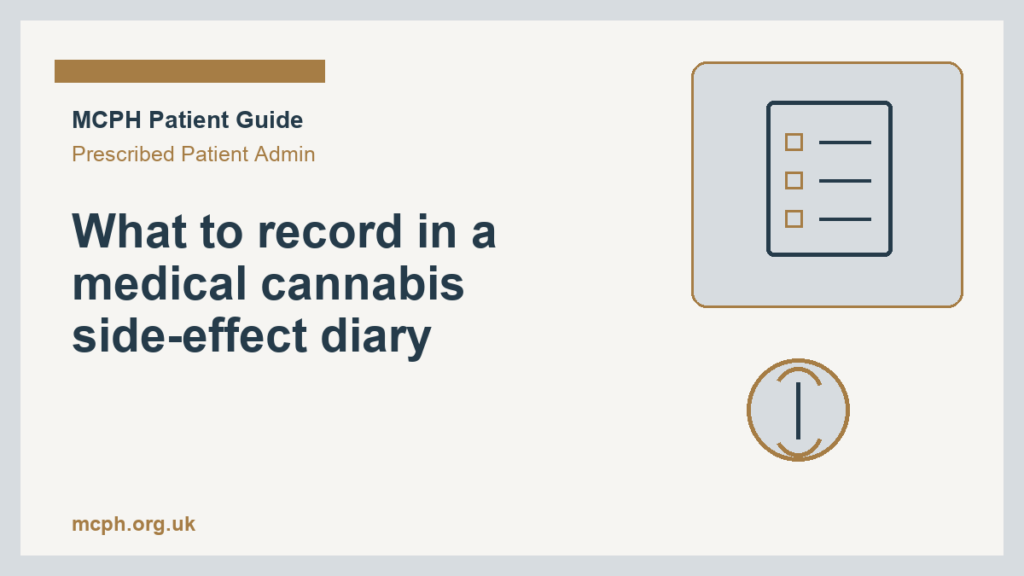 What to record in a medical cannabis side-effect diary — MCPH patient guide cover