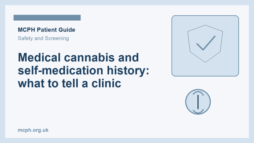 Medical cannabis and self-medication history: what to tell a clinic — MCPH patient guide cover