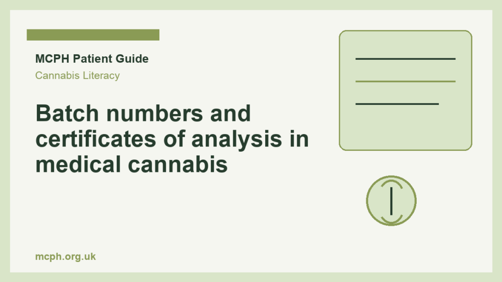 Batch numbers and certificates of analysis in medical cannabis