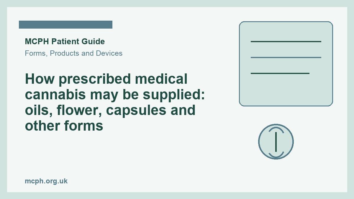 How prescribed medical cannabis may be supplied: oils, flower, capsules and other forms - MCPH patient guide cover