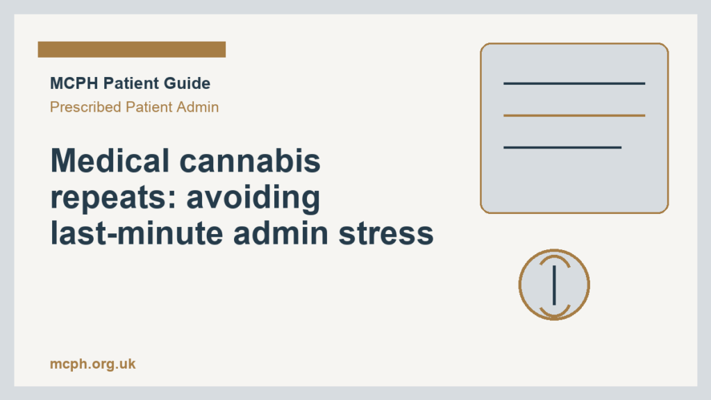 Medical cannabis repeats: avoiding last-minute admin stress - MCPH patient guide cover