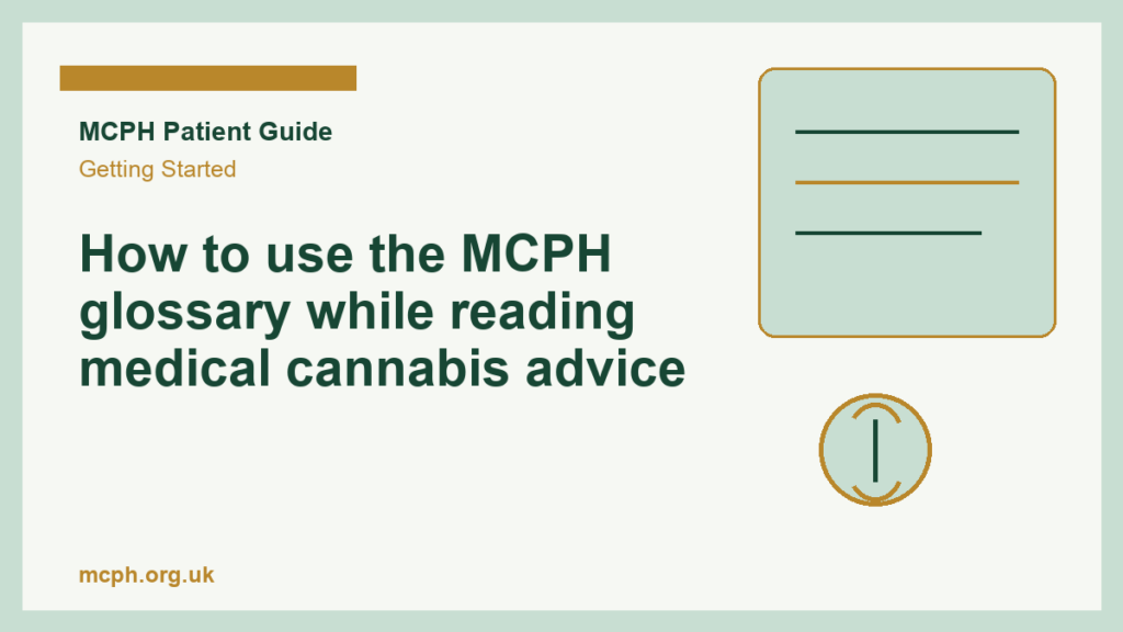 How to use the MCPH glossary while reading medical cannabis advice - MCPH patient guide cover