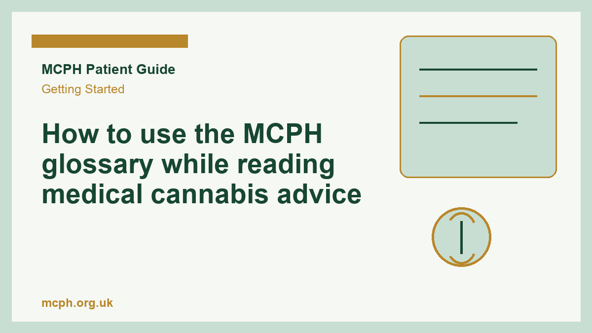 How to use the MCPH glossary while reading medical cannabis advice - MCPH patient guide cover