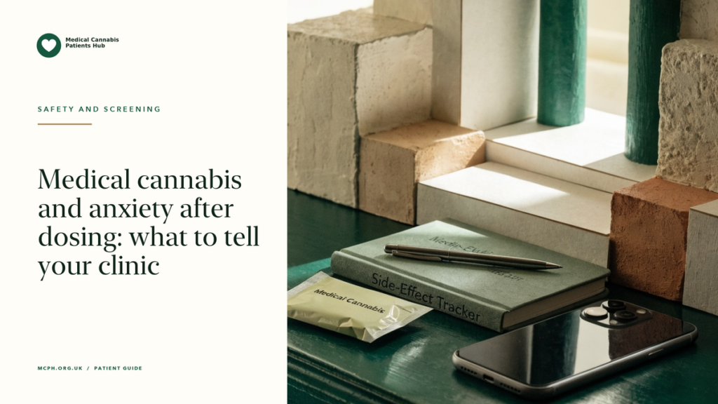 Medical cannabis and anxiety after dosing: what to tell your clinic - MCPH patient guide cover