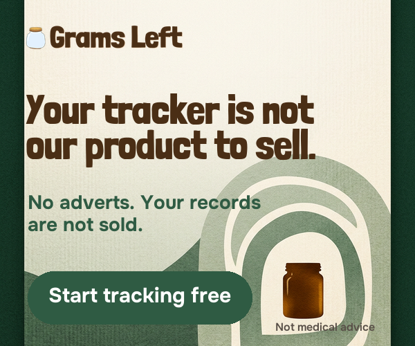 Grams Left: no adverts and your tracker records are not sold